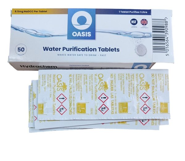 Oasis 50 Pastillas potabilización agua 8.5 mg NaDCC