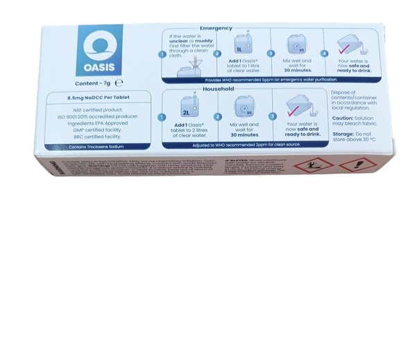 Oasis 50 Pastillas potabilización agua 8.5 mg NaDCC