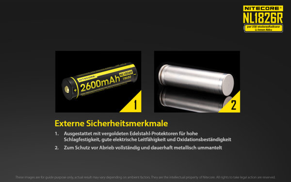 Batería Recargable Micro-USB 18650 2600mAh Nitecore NL1826R