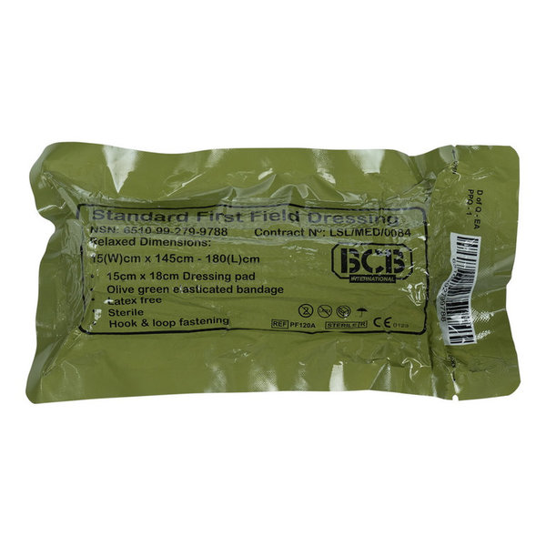 BCB Vendaje de primera intervención estándar 15 x 145-180cm. almohadilla absorbente 15x18 cm  PF120A