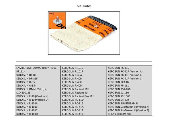 Mecha para estufa de parafina: el repuesto esencial (90mm x 200mm) Petromax DOCHT6