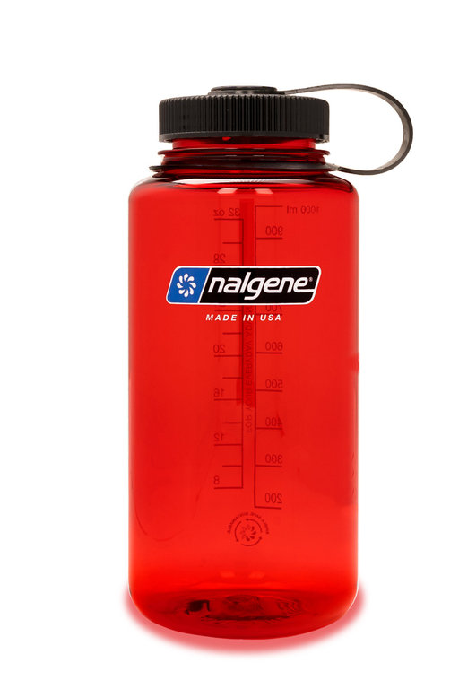 Nalgene WM Sustain 1 L Red. Wide mouth bottle with 50% recycled content 2020-3632