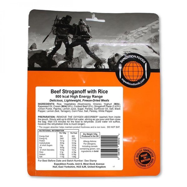 Expedition Foods Beef Stroganoff with Rice (High Energy Serving)