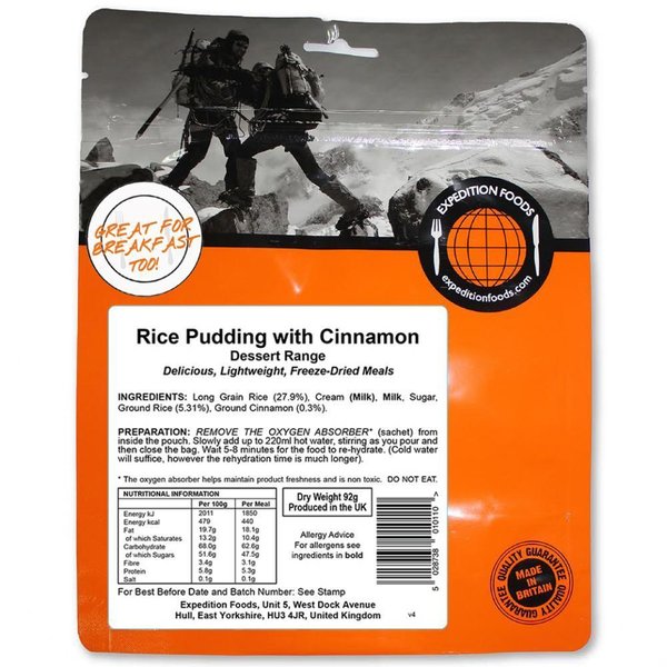 Expedition Foods Rice Pudding with Cinnamon (Dessert Range)