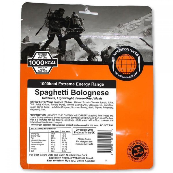 Espaguetis a la Boloñesa 1000 Kcal (Energía Extrema) Expedition Foods 004-0246