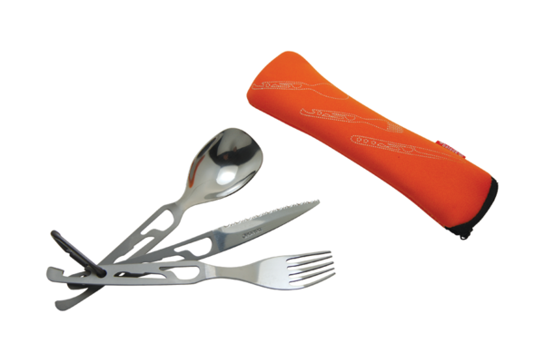 5 functions cutlery set 'Basecamp', orange | baladeo