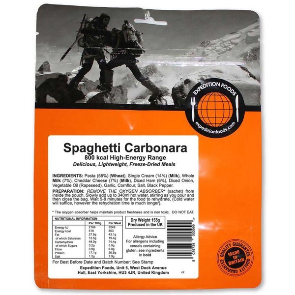 Spaghetti a la Carbonara 800Kcal (Alto Valor Energético) Expedition Foods 004-0243
