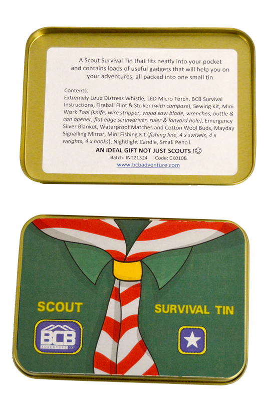 BCB  Adventure Survival Kit Tin Scout Outdoor Scouts Camping Hiking Bushcraft 