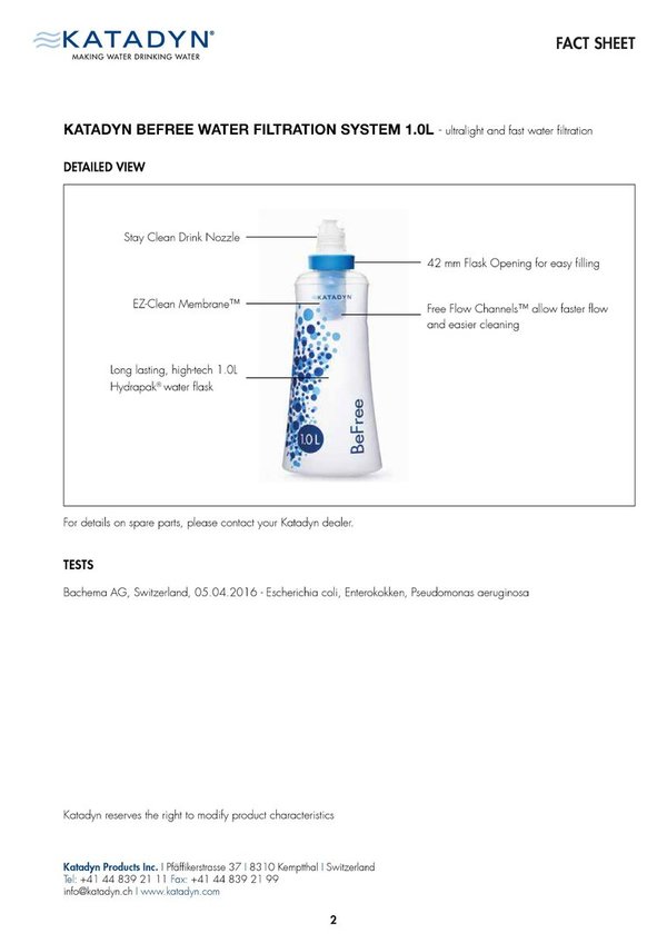 Katadyn Bidón BeFree 1 L Softflasks para Potabilizar agua 8018007