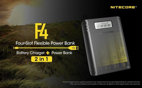 Carga 4 baterías. Cargador & Power Bank "F4" Nitecore