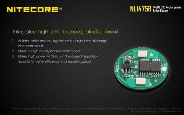 Batería Recargable Micro-USB 14500 750mAh Nitecore NL1475R