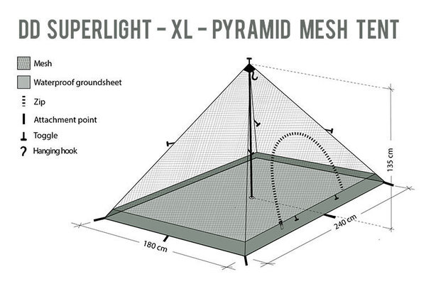 Tienda DD "SuperLight Pyramid Mesh XL" DD Hammocks