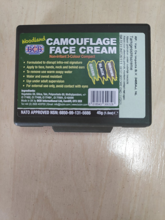 Camouflage Cream "Woodland" Face Green / Black / Brown 40G BCB 27365A
