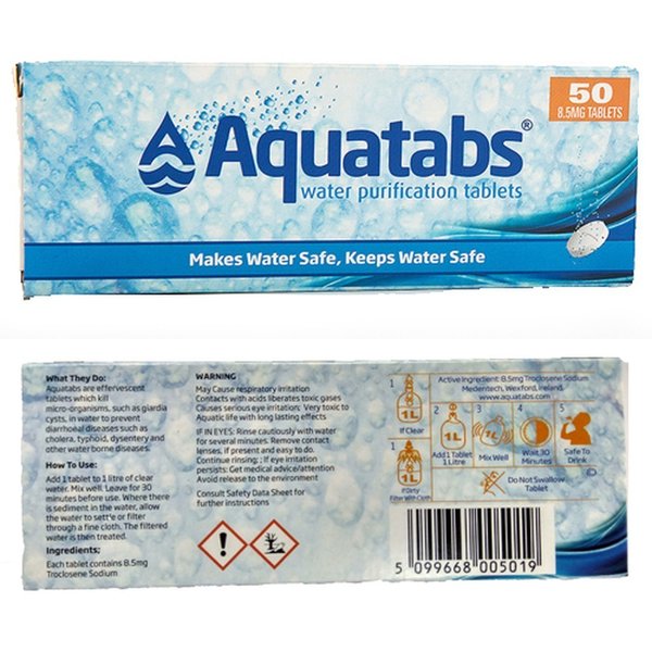 Aquatabs 50 Pastillas potabilización agua 8.5 mg