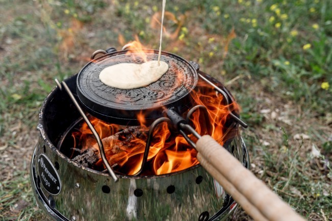 Petromax gofrera hierro fundido mango de madera fuego de campamento gofres tiendas Outdoor 