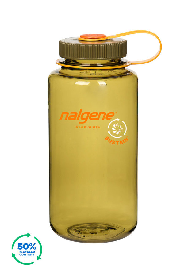 Nalgene WM Sustain 1 L Verde Oliva. Botella boca ancha con un 50% de contenido reciclado NL20200232