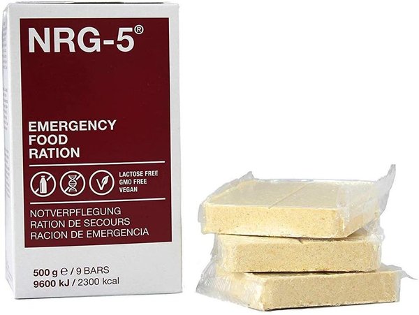 NRG-5 Ración de emergencia SIN LACTOSA, SIN GMO y VEGANA 500g 30200