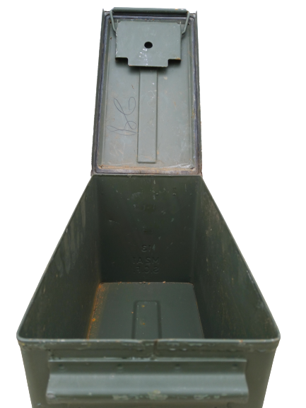 Ammo Box Original. Caja de Munición de Metal 30 x 18 x 15 cm, Verde, USADA cal. 50