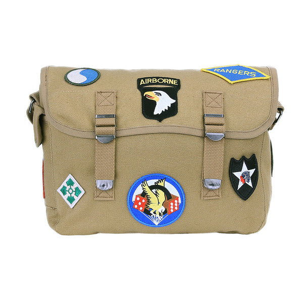 Fostex WWII Series. Bolsa de hombro Musette de Canvas Emblemas de la WWII Color Sand 353646