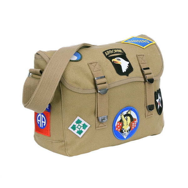 Fostex WWII Series. Bolsa de hombro Musette de Canvas Emblemas de la WWII Color Sand 353646