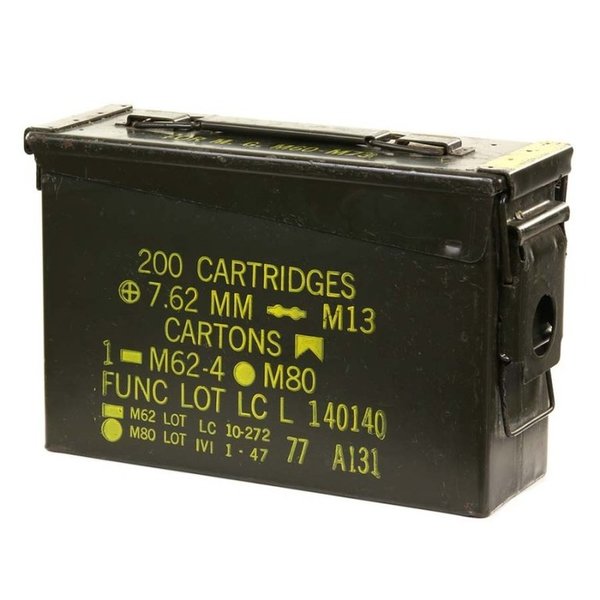 Ammo Box Original. Caja de Munición de Metal 27 x 18 x 8 cm, Verde, USADA cal. 30