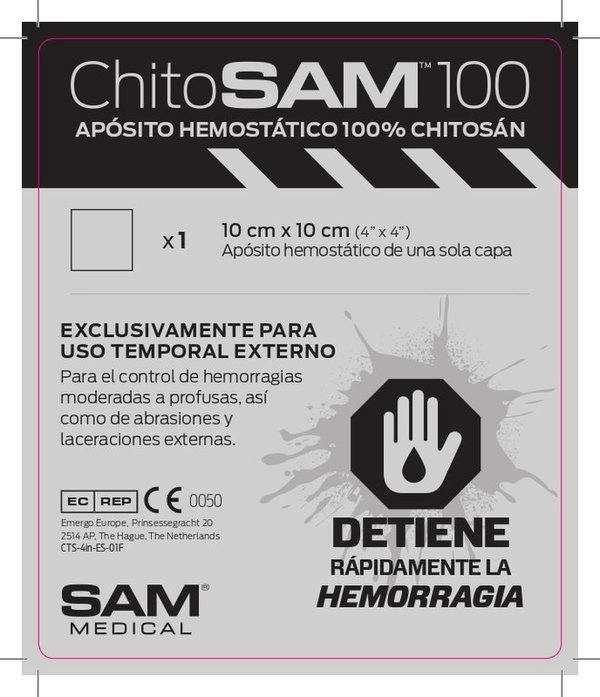 SAM Medical Chitosam 100 Apósito Hemostático 10 x 10 cm. CT101-A-EN