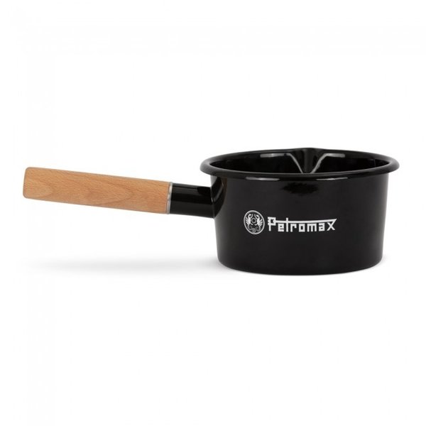 Petromax Cazo esmaltado negro 500 ml con mango de madera px-panen0.5-s