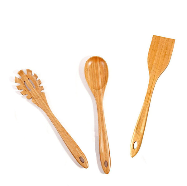 Origin Outdoors Juego utensilios Bambú 3 piezas, 1 cuchara, 1 cuchara escurridora, 1 espátula 562155