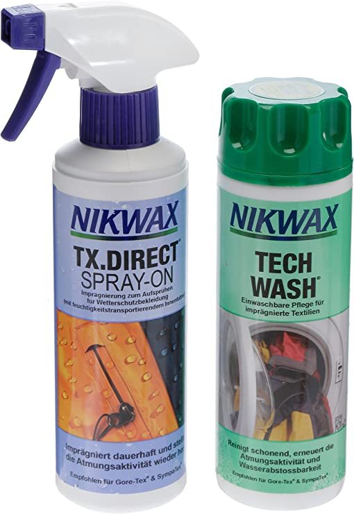 Nikwax Pack TECH WASH & TX DIRECT SPRAY  2x300ml Pack para Lavado e Impermeabilizante ropa